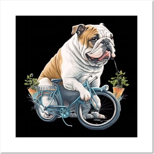 Bulldog Riding A Bicycle Posters and Art
